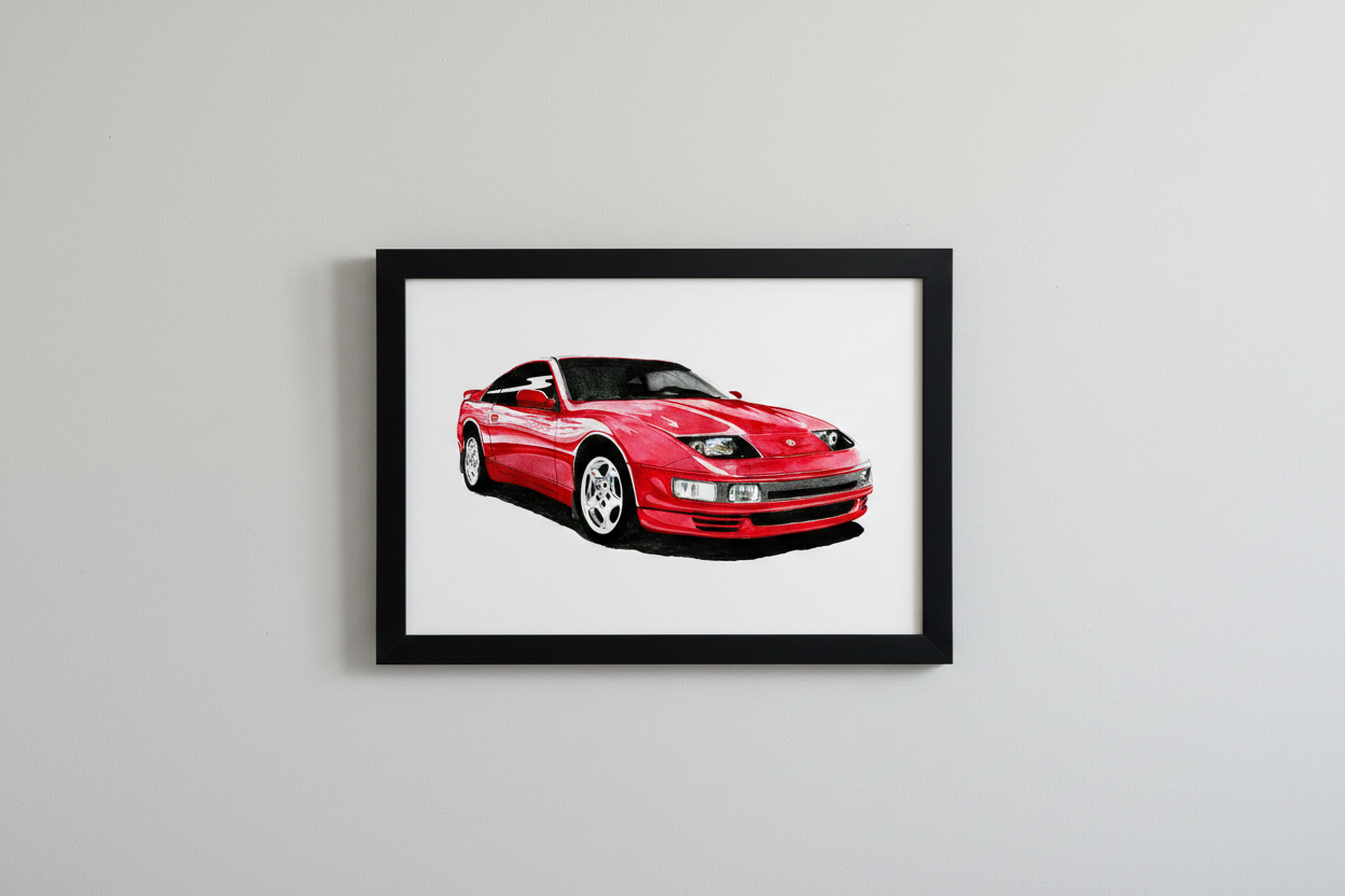 300ZX Watercolor Framed