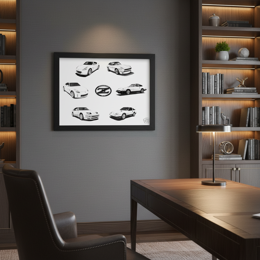 Black & White Z Cars Office Mockup